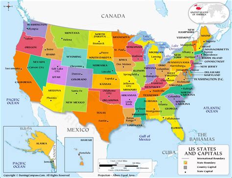 Usa Map Capitals And States - United States Map