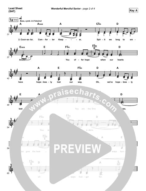 Wonderful Merciful Savior Lead Sheet & Piano/Vocal - Selah | PraiseCharts