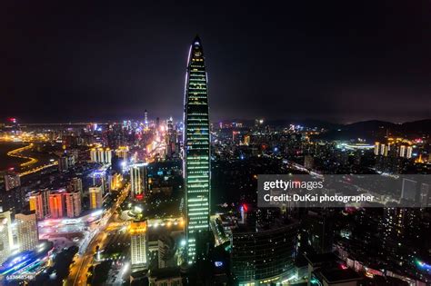 Elevated View Of Shenzhen Skyline At Night High-Res Stock Photo - Getty ...