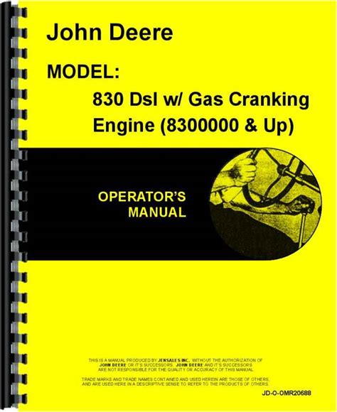 John Deere 830 Tractor Operators Manual