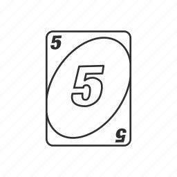 Card, card game, five, playing card, single uno card, uno, uno card icon