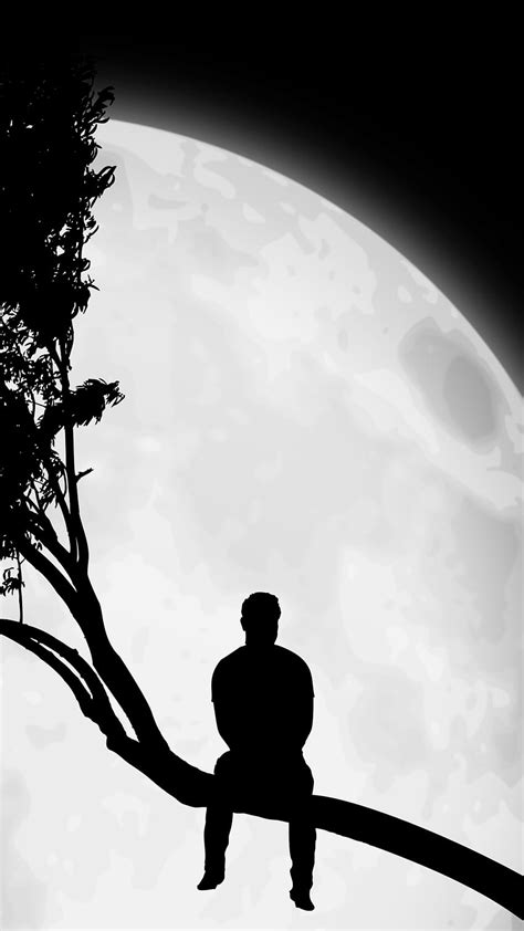 1366x768px, 720P Free download | Alone with moon. Alone art, Lonely art ...