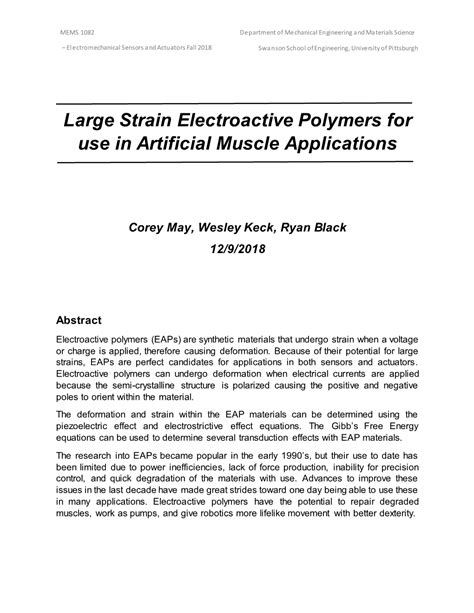 Large Strain Electroactive Polymers for Use in Artificial Muscle ...