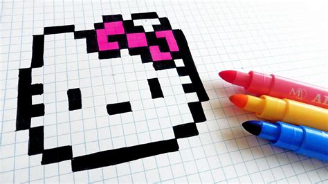 Handmade Pixel Art - How To Draw Hello Kitty #pixelart