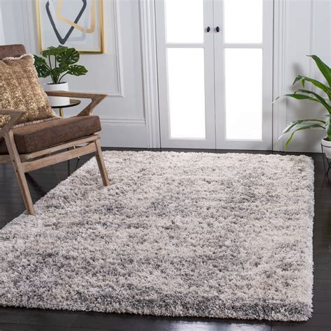 SAFAVIEH Iceland Issie Abstract Shag Area Rug, Ivory/Grey, 4' x 6 ...