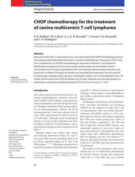 (PDF) CHOP chemotherapy for treatment of canine multicentric T-cell ...