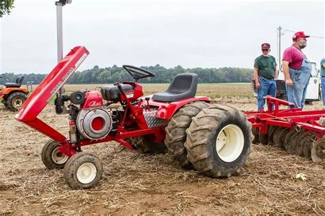 Red Garden Tractor in Action