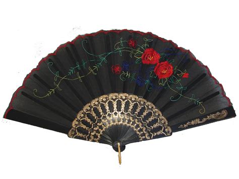 Black Chinese Cloth Folding Hand Fans