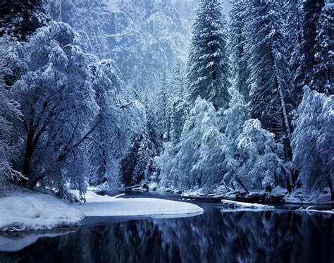 Download Merced River Yosemite National Park Snow 4K Wallpaper ...