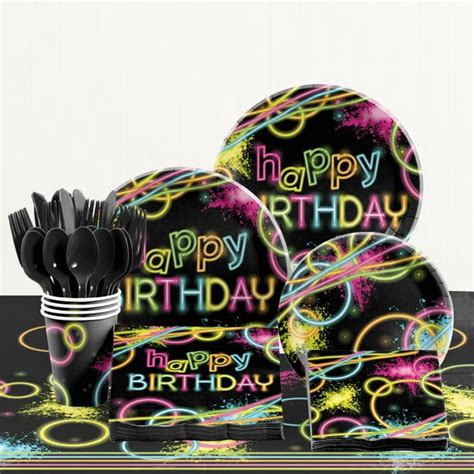 Glow Birthday Party Supplies Kit for 8 Guests - Walmart.com - Walmart.com