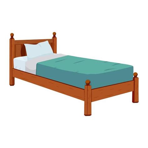 Premium Vector | Single bed is wooden in a cartoon style. vector illustration on a white ...