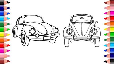 How to draw and coloring Classic VW Beetle car - Beetle car coloring ...