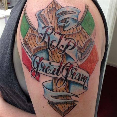 Irish/Italian Memorial Cross - Fishink Tattoo