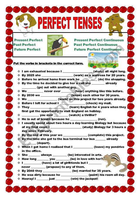 Present Perfect Verb Tense Worksheet