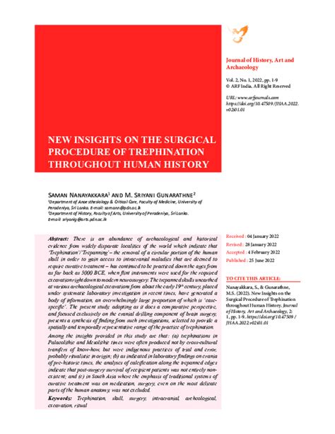 (PDF) New Insights on the Surgical Procedure of Trephination Throughout ...