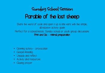 Parable of the lost sheep Sunday School Bible Lesson by cintsible