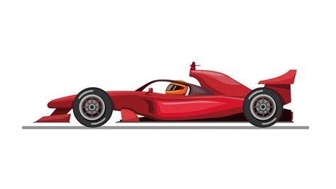 Formula one car and driver with halo aka head guard from side view concept in cartoon ...