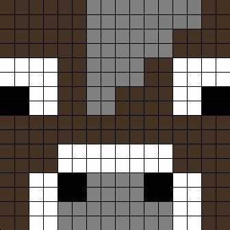 Minecraft Cow Face 16x16 Perler Bead Pattern | Bead Sprites | Characters Fuse Bead Patterns