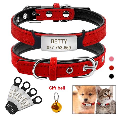 Soft Cat Collar and Tag Set Cat Dog Collars Personalized Padded ID ...