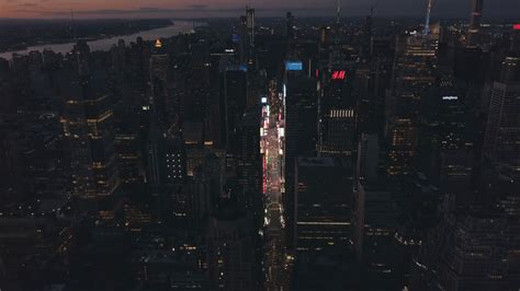 Aerial: Manhattan Drone Flight At Night With Stock Footage SBV ...