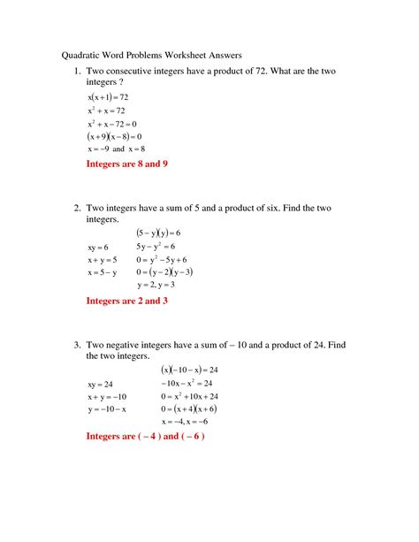 Quadratic Equation Worksheet With Answers – Imsyaf.com