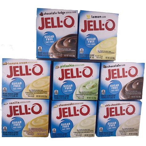 Jello Sugar Free Pudding Mix Variety Pack, Includes 8 Flavors of ...