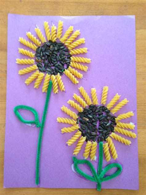 Sunflower seed and rotini sunflowers | Manualidades, Manualidades de ...