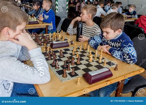 Kids Play Chess during Chess Competition in Chess Club. Education ...