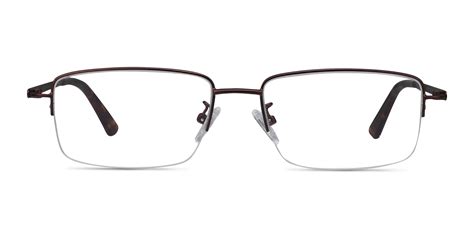 Studio Rectangle Coffee Semi Rimless Eyeglasses | Eyebuydirect Canada