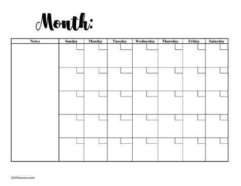 Printable Blank Calendar With Lines | Porn Sex Picture