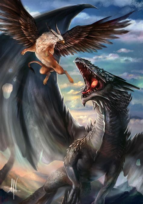 Dragon and Griffin by Tarivanima on DeviantArt