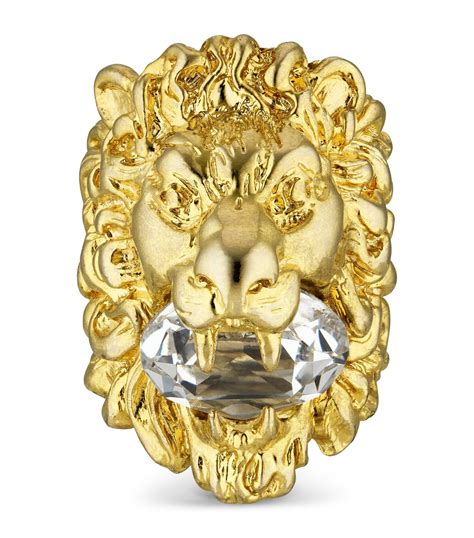 Gucci Faux Crystal Lion Head Ring | Harrods US