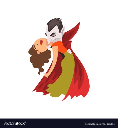 Count dracula biting a beautiful woman vampire Vector Image