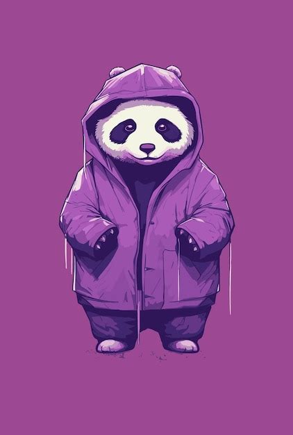 Un dibujo de un panda con un abrigo morado | Foto Premium