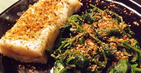 Make Your Someday Today!: Baked Cod and Wilted Spinach with Parmesan Panko Crumbs