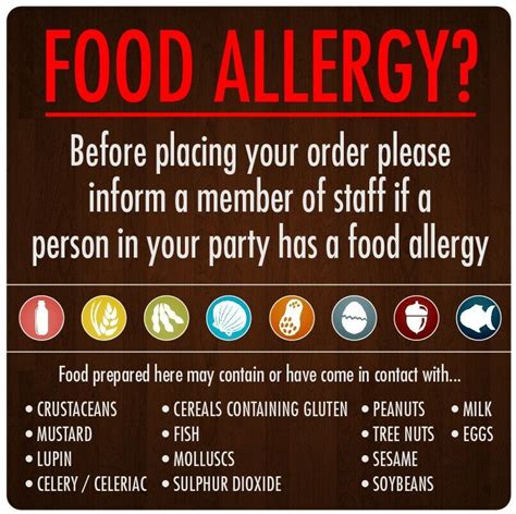 Food Allergy Sign Sticker Restaurant Bar Allergen Warning Notice 100mm ...