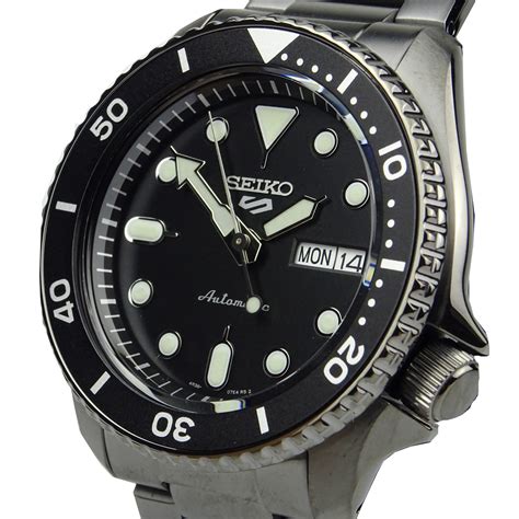 Seiko 5 Sports Black Dial Grey Steel Automatic Watch SRPD65K1