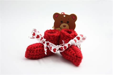 Red Valentine Preemie Booties Heart Baby Booties - Etsy