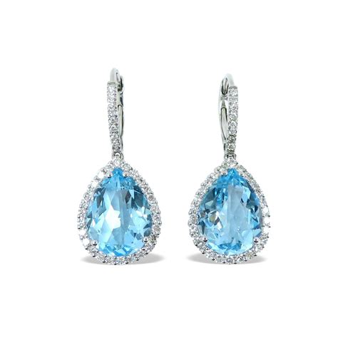 Blue Topaz & Diamond Drop Earrings - McKenna & Co