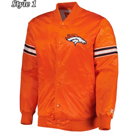 Bomber Satin Retro Denver Broncos Orange Jacket - Jackets Masters