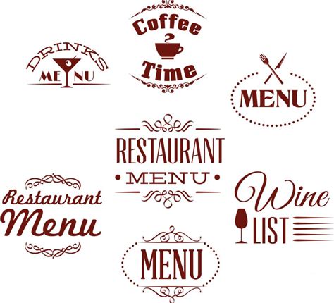 Restaurant menu label ornate set | Free download