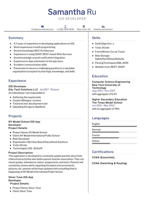 IOS Developer Resume Sample in 2024 - ResumeKraft