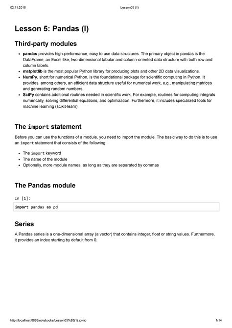 Python exercises and solutions - 02.11 Lesson05 (1) Lesson 5: Pandas (I ...