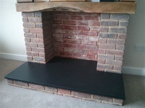 Black slate Fireplace Hearth - Natural Stone one piece hearth pad hearth slab, shipped ...