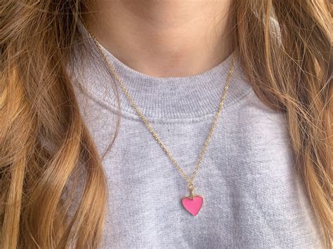 Pink Heart Necklace | Etsy