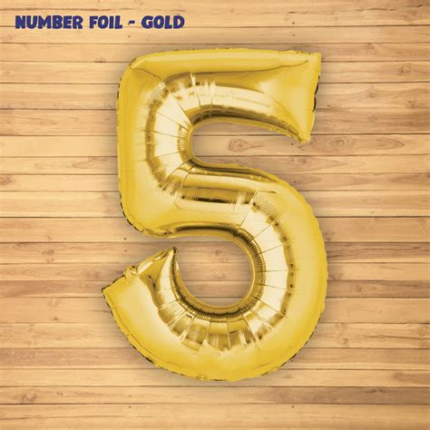 Number 5 Premium Gold Foil Balloon | Birthday Party Supplies Online#N ...