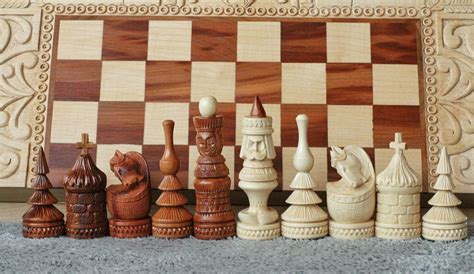 Hand Carved Chess Sets Wood Carving Chess Pieces With Box | Etsy