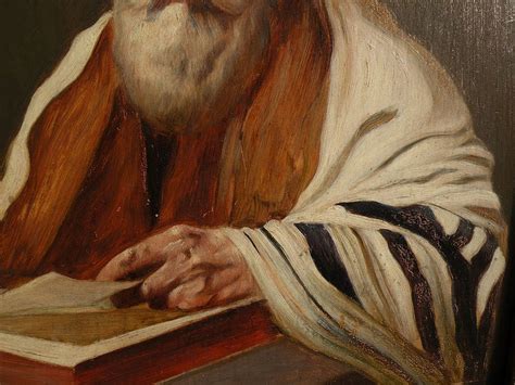 Jewish art early 1900's signed painting of a rabbi or holy man from ...