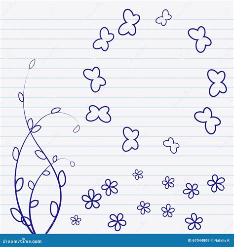 Scribble Flowers Drawing in a Notebook- Illustration Stock Illustration - Illustration of ...