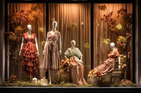 Premium AI Image | Fashionable dressed mannequins in boutique display window